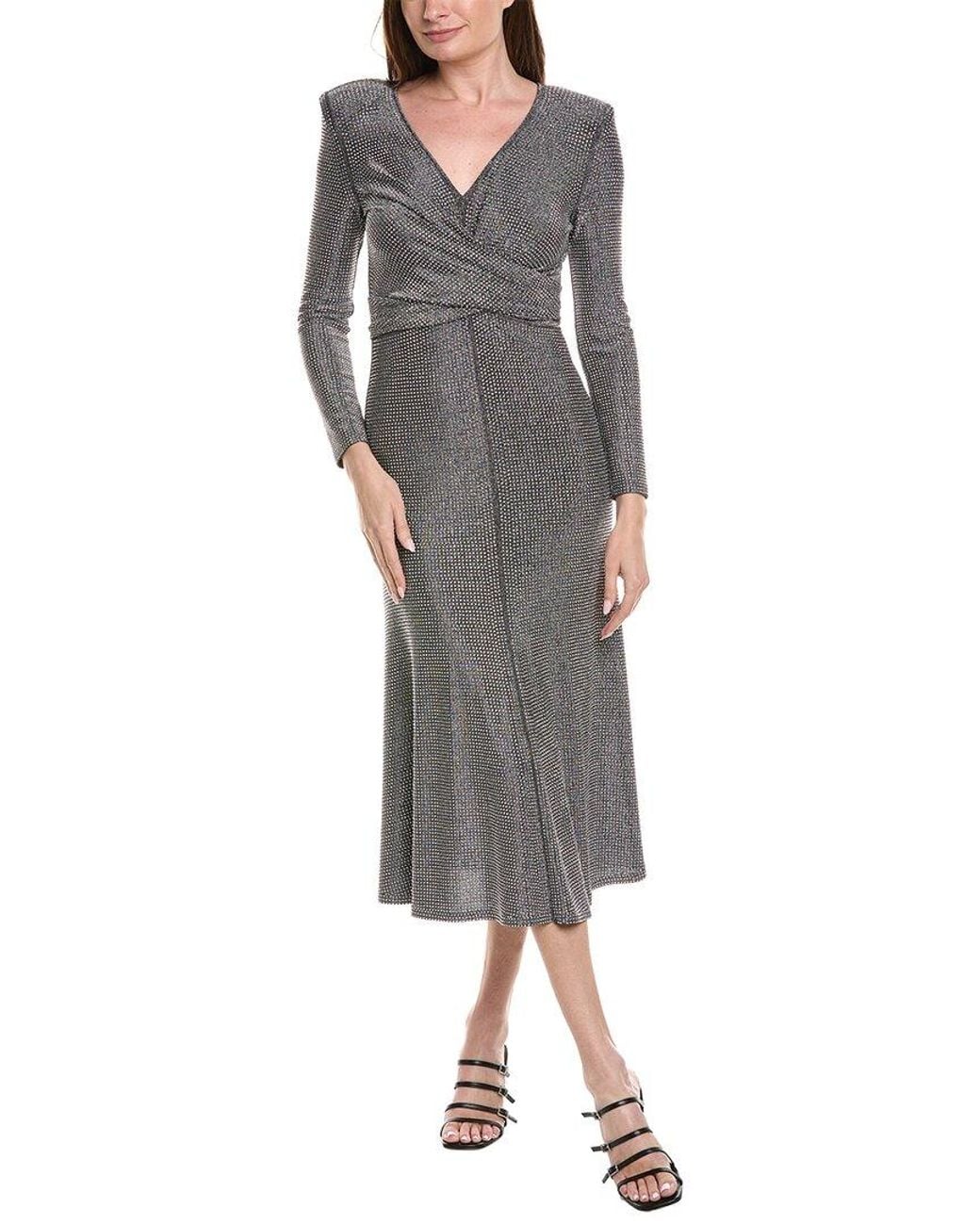 MILLY Gray Rhys Jersey V-Neck Wrap Maxi Dress