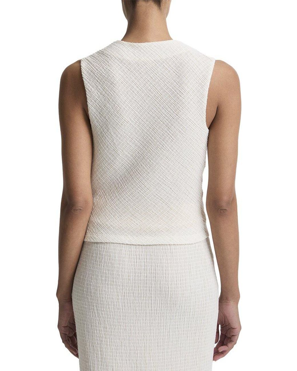 Vince White Shadow Grid Cowl Neck Top
