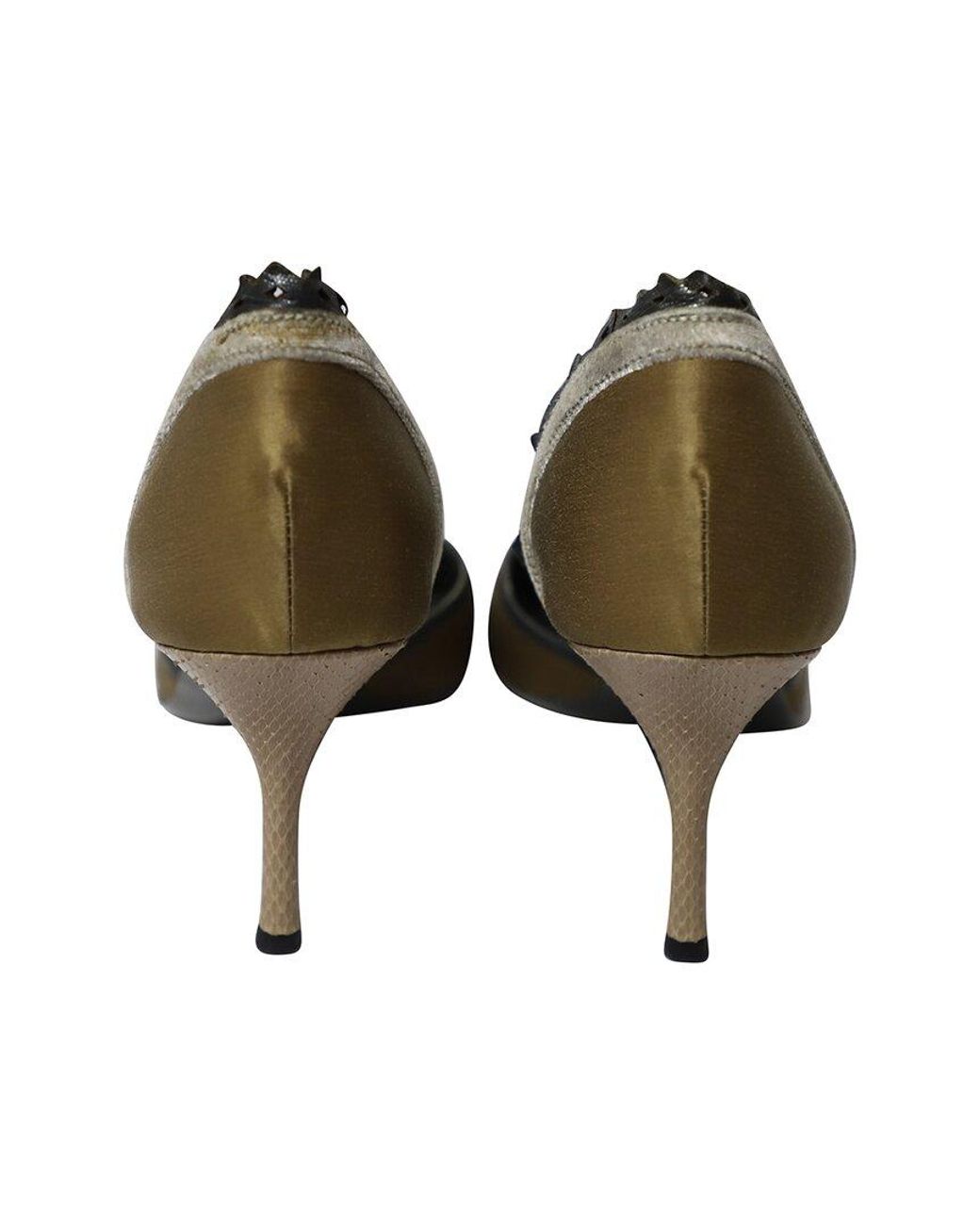 Bottega Veneta Metallic Snakeskin Embossed Leather Pump (authentic Pre-loved)