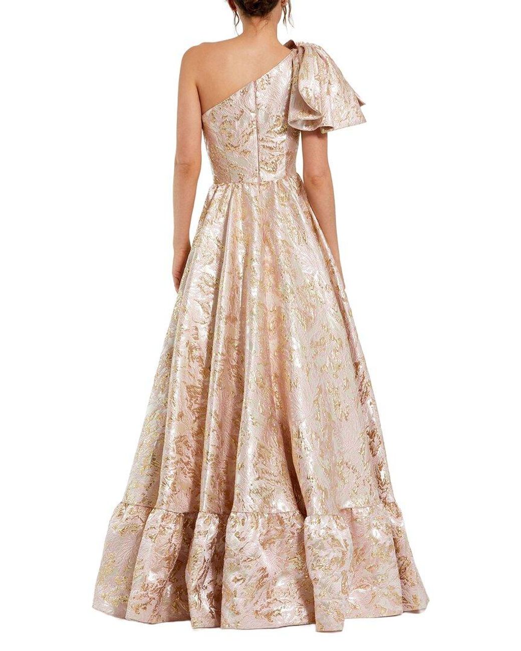 Mac Duggal Natural Floral Brocade Low Gown