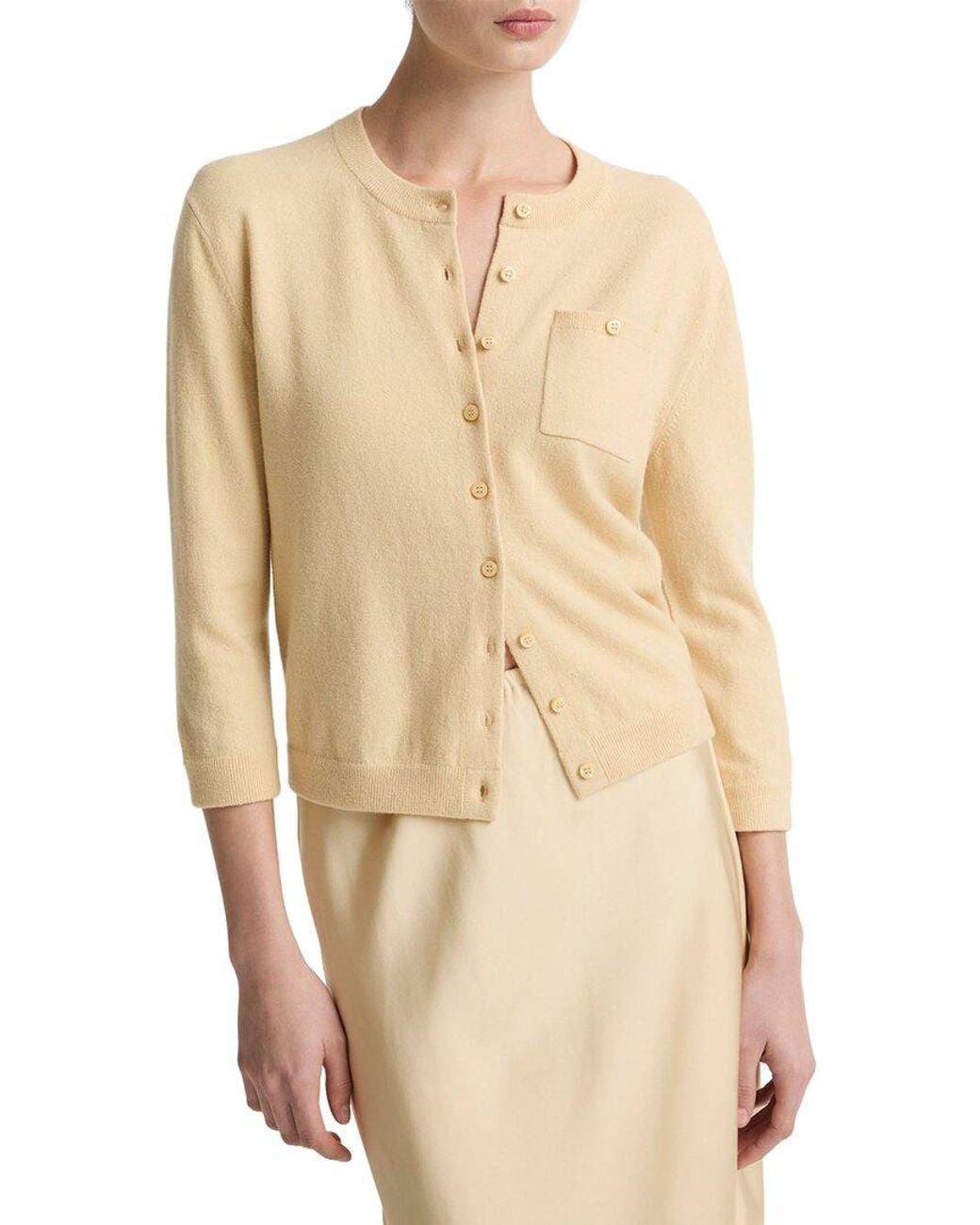 Vince Natural Pocket Wool & Cashmere-Blend Cardigan