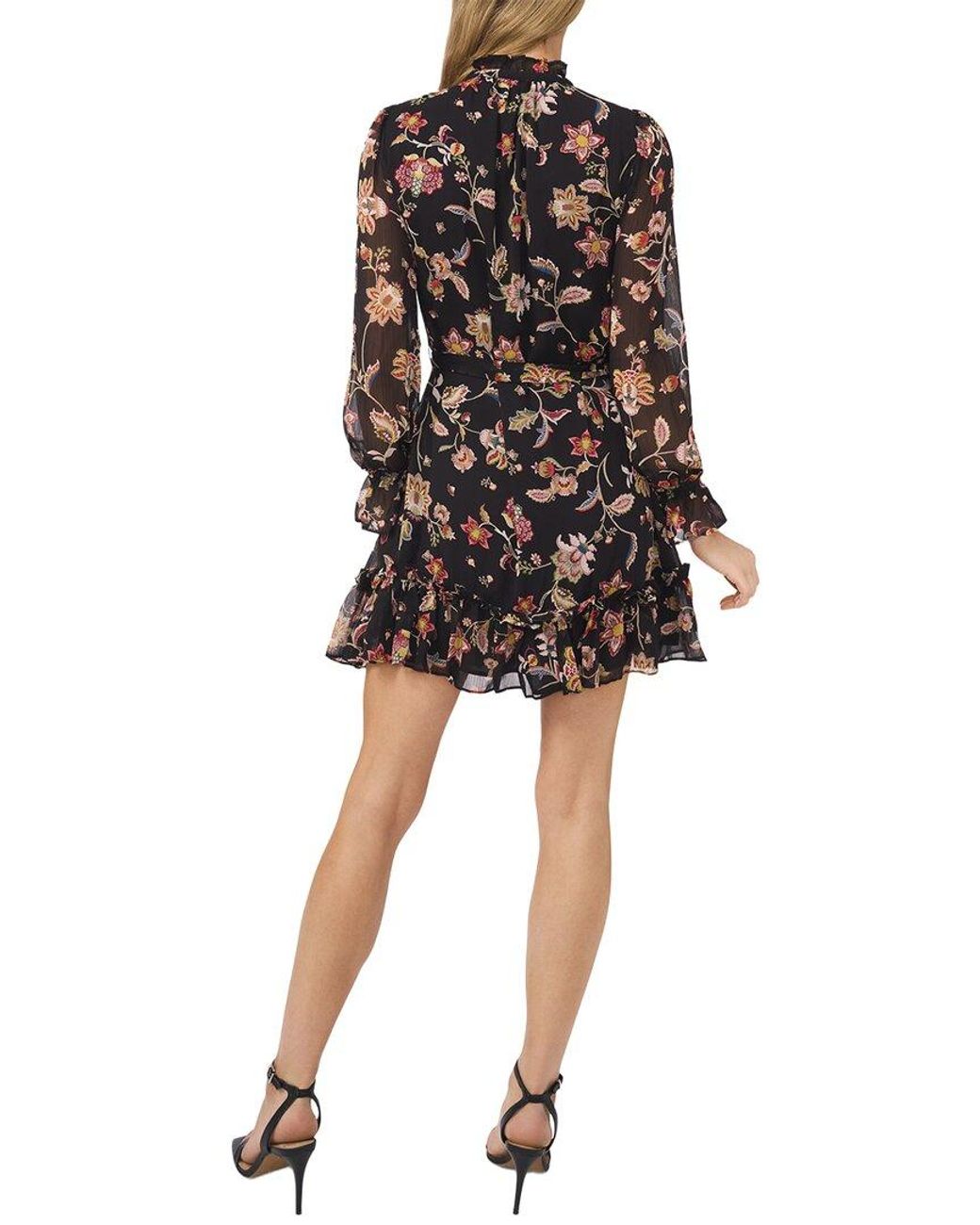 Cece Black Mini Tiered Shirt Dress