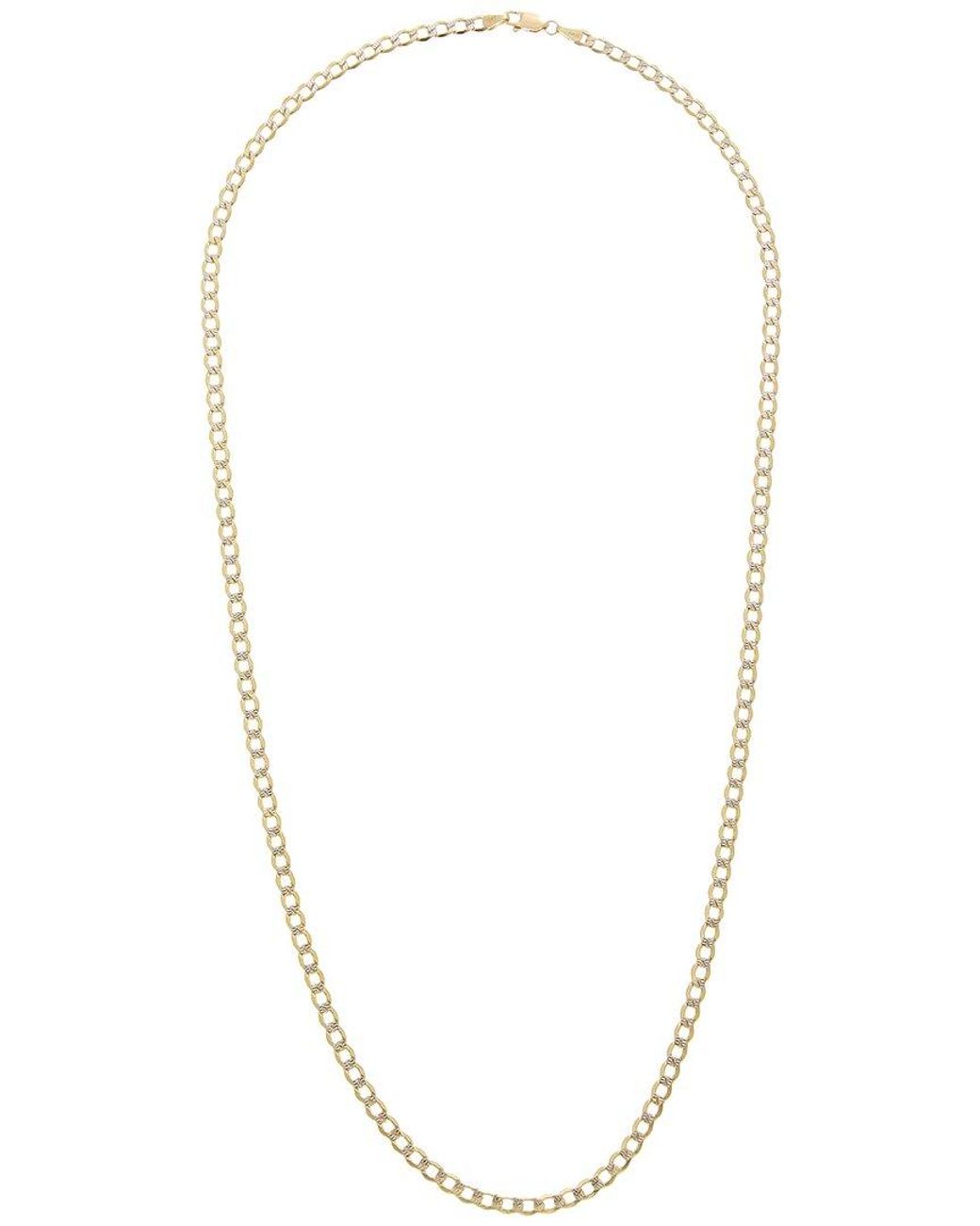 Italian Gold Metallic 10K Pave 4.3Mm Semi-Solid Cuban Link Chain