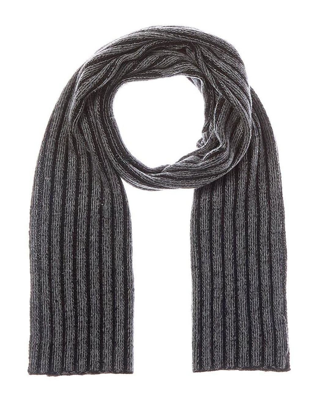 Portolano Gray Cashmere-Blend Ribbed Scarf for men