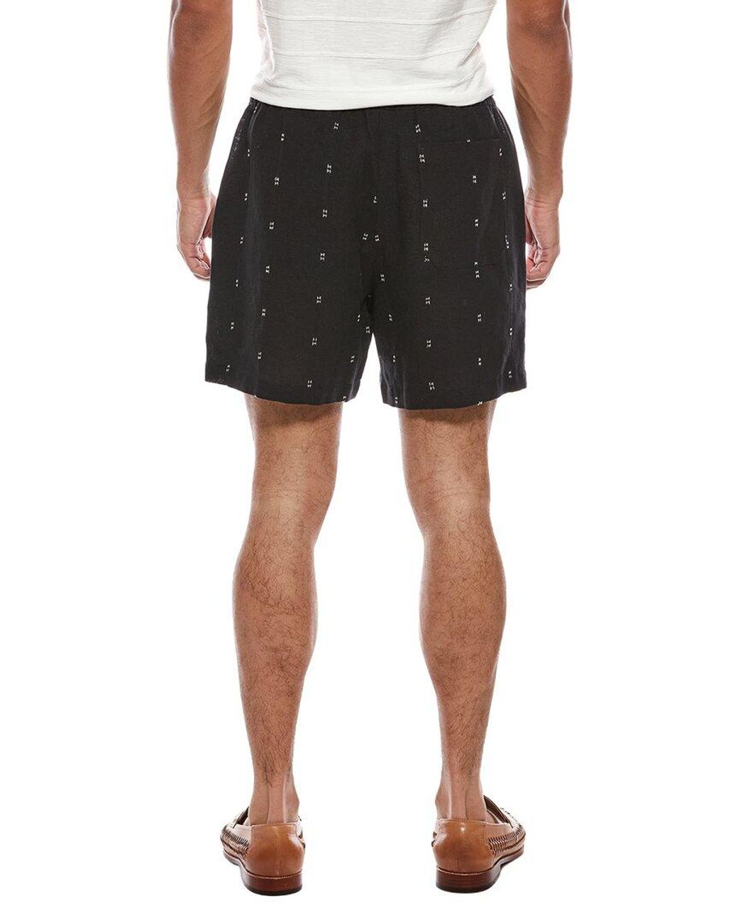 Rag & Bone Black Marc Linen-Blend Embroidered Short for men