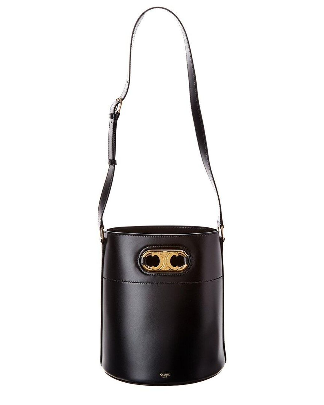 Celine Maillon Triomphe Leather Bucket Bag in Black | Lyst UK