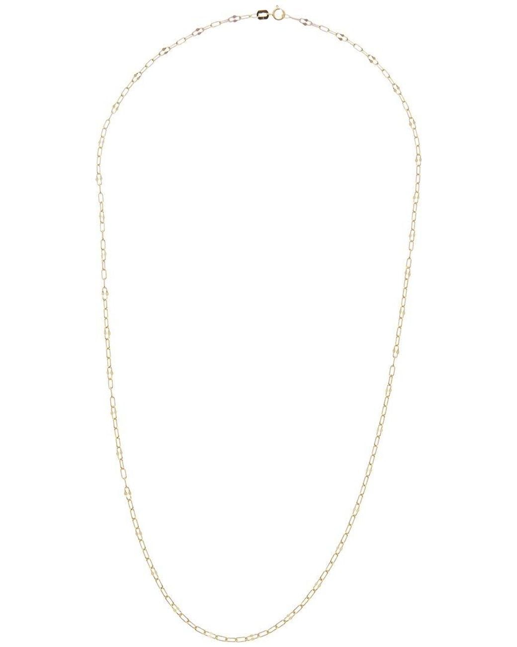 Italian Gold Metallic 10K Mirror Flat Link Station Paperclip Necklace