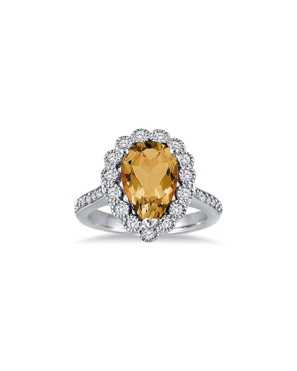 Gem Spark White 14k 5.41 Ct. Tw. Diamond & Citrine Ring