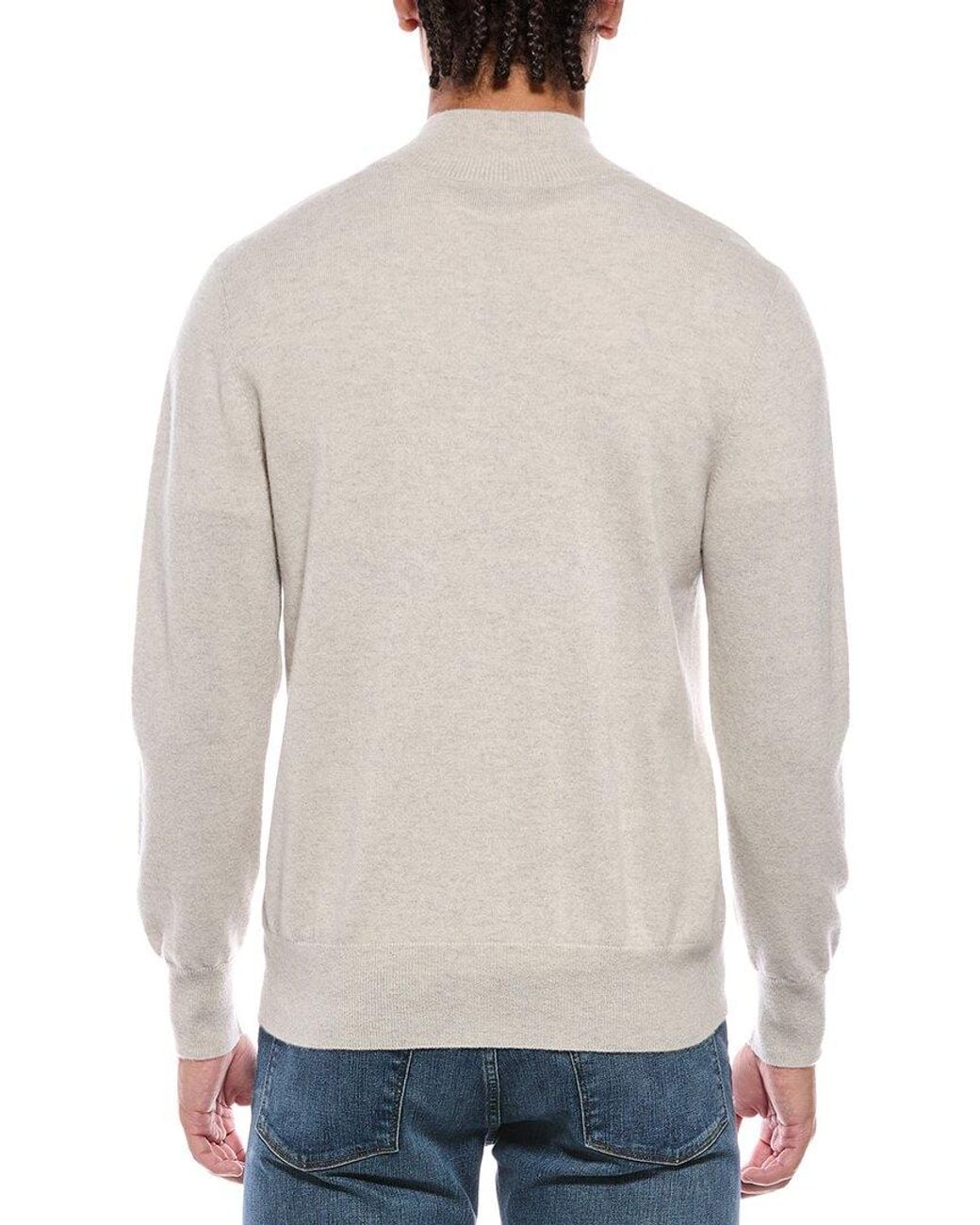 N.Peal Cashmere Natural 100% Cashmere Mock Neck Cardigan for men