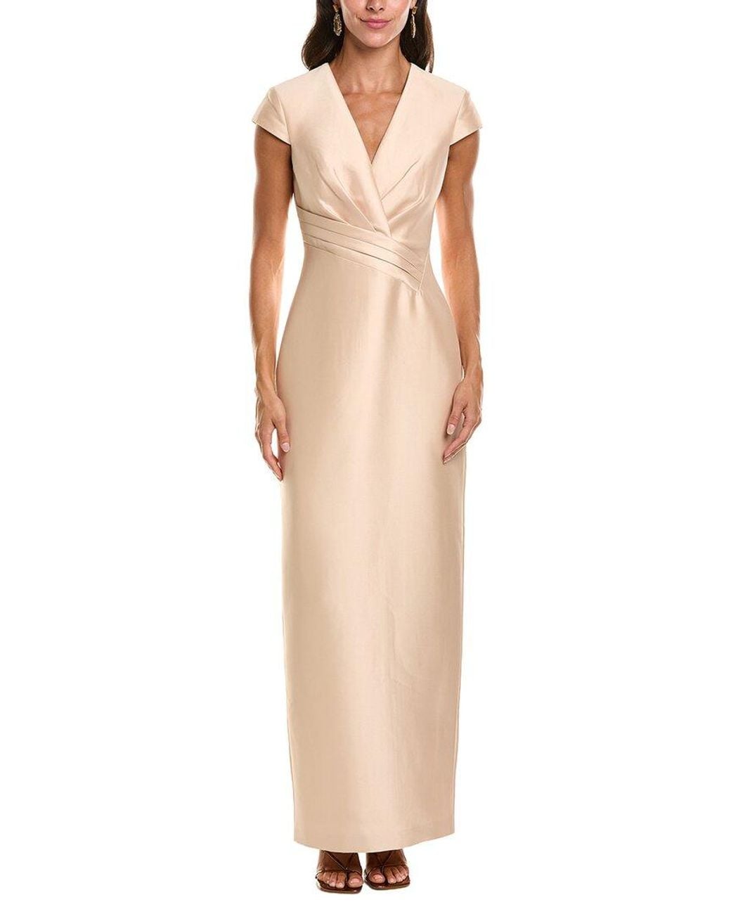 Badgley Mischka Natural Cap Sleeve Gown