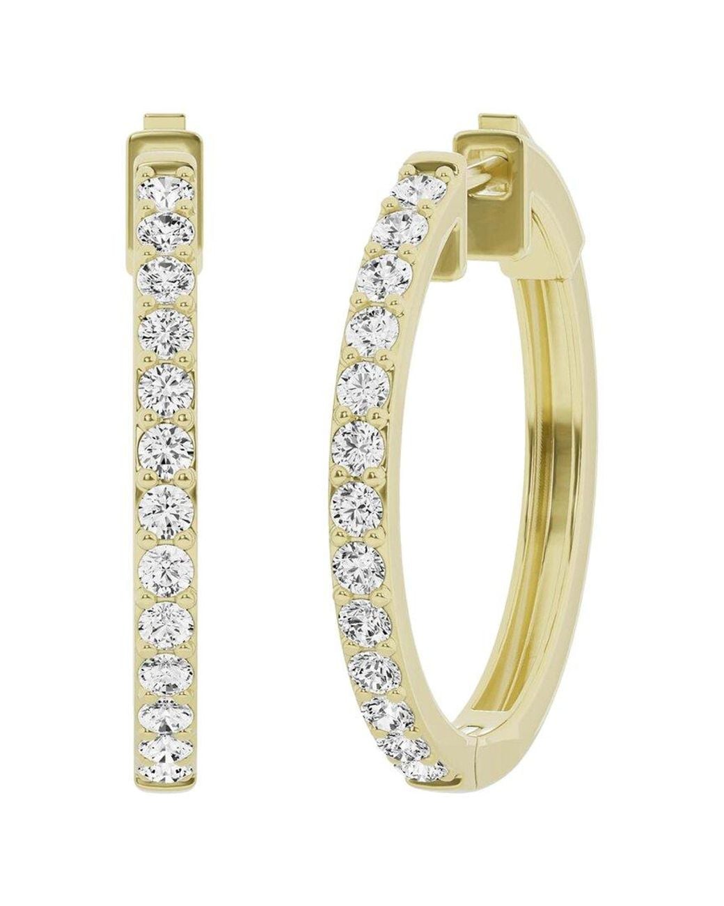 Lab Grown Diamonds Metallic 14k 1.00 Ct. Tw. Lab Grown Diamond Hoops