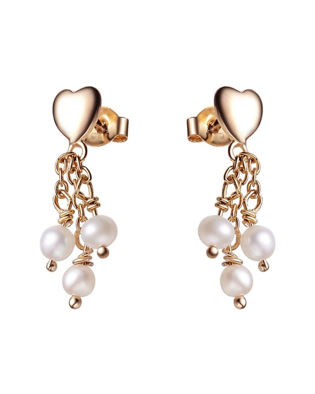 Genevive Jewelry Metallic 14k Rose Gold Vermeil Pearl Earrings