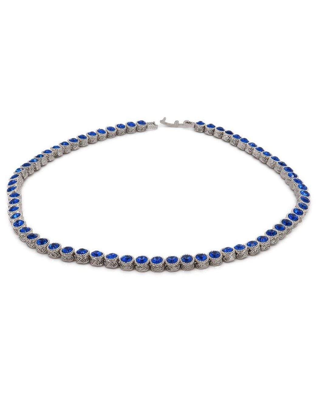 Ebru Jewelry Blue Plated Cz Tennis Necklace