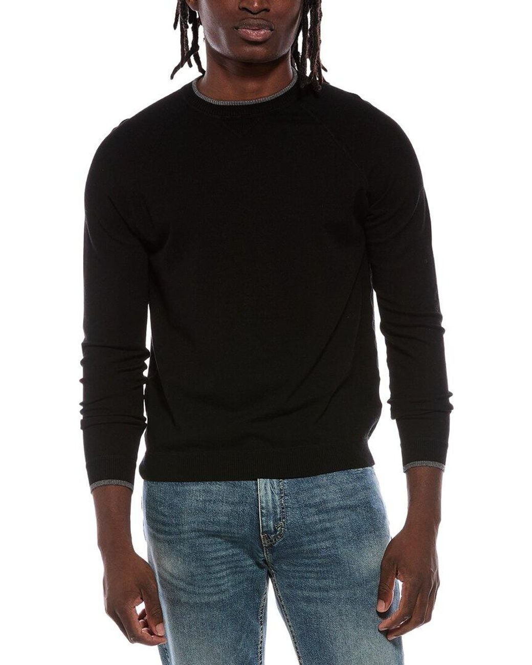 Autumn Cashmere Black Coverstitch Raglan Sweater for men
