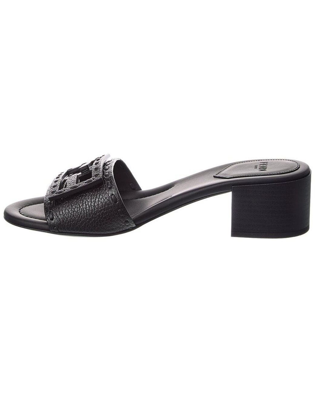 Fendi Black Baguette Leather Sandal