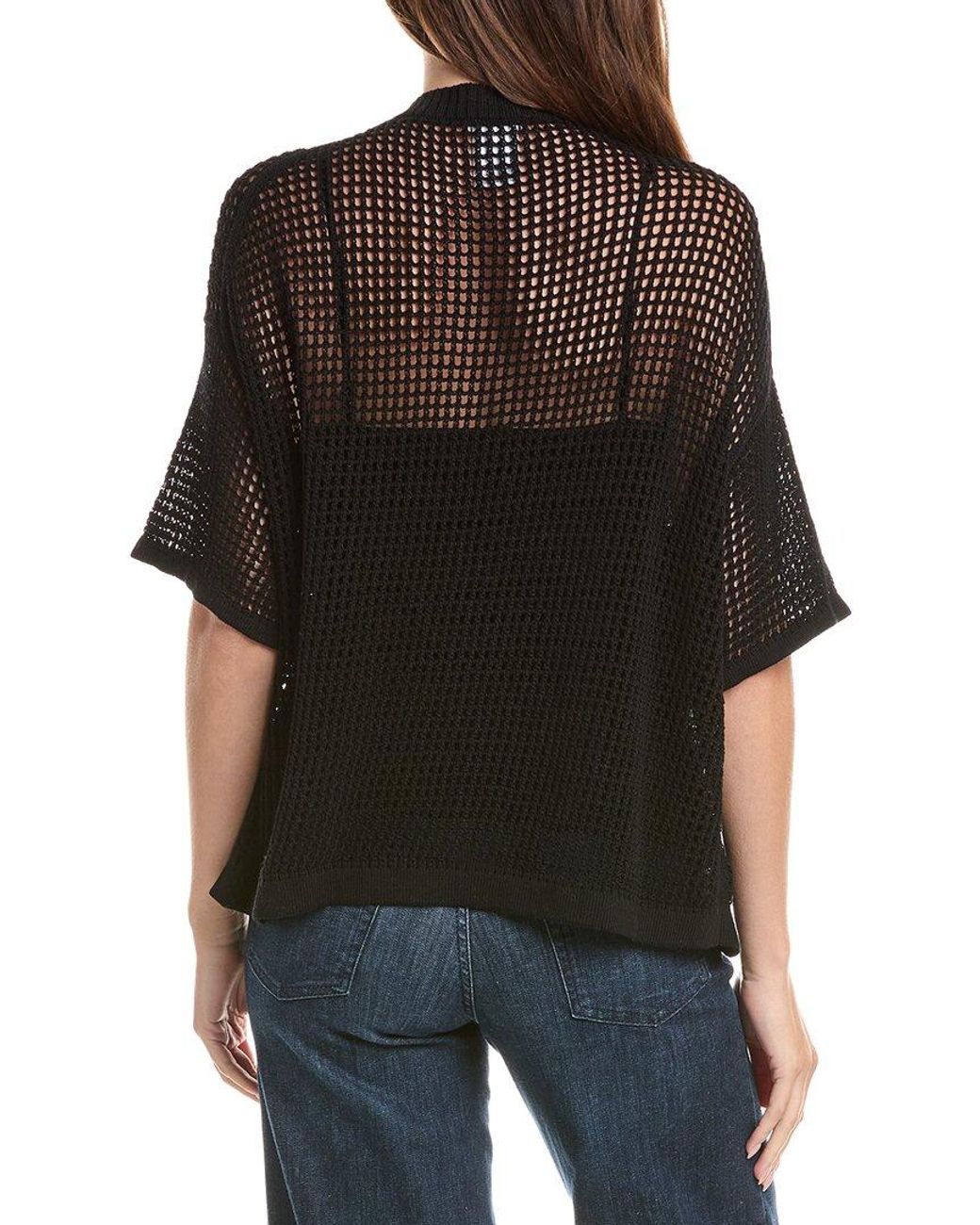 Lafayette 148 New York Black Open-Knit Sweater