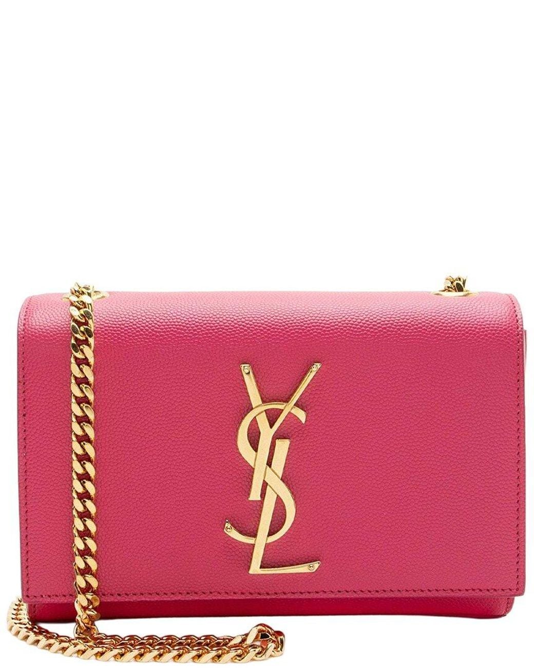 Saint Laurent Pink Grain De Poudre Monogram Kate Small Shoulder Bag (authentic Pre- Loved)