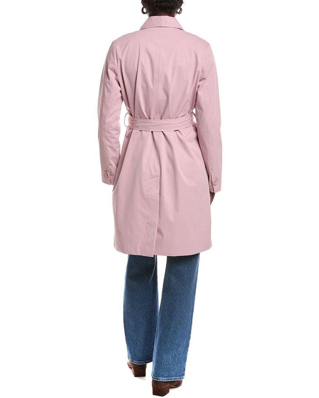 Ellen Tracy Pink Gab Classic Long Trench Coat