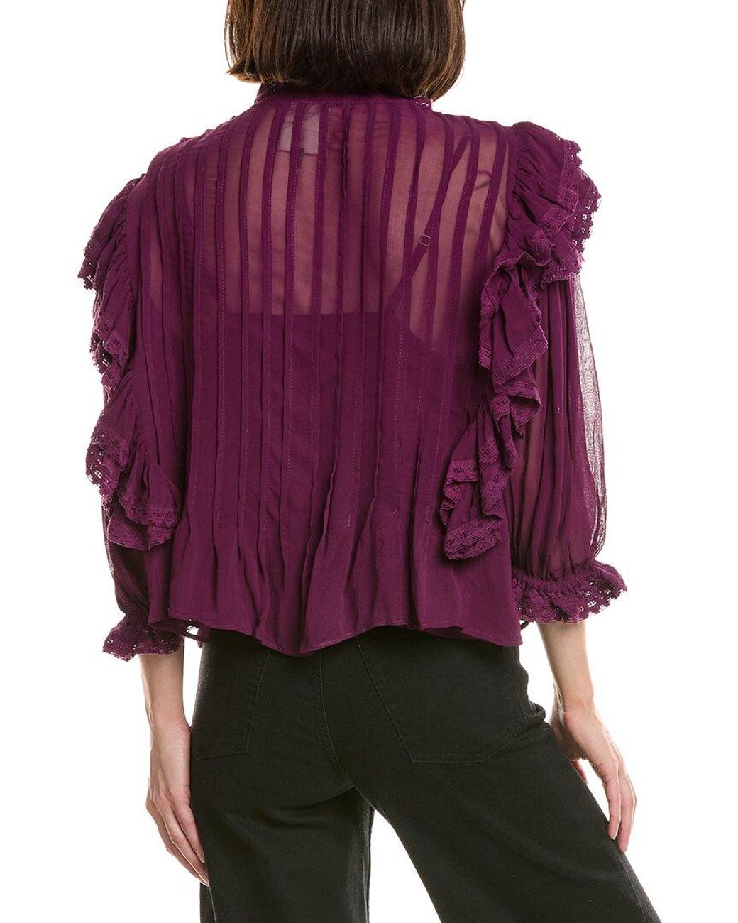 Farm Rio Purple Farm Rio Burgundy Ruffled Blouse