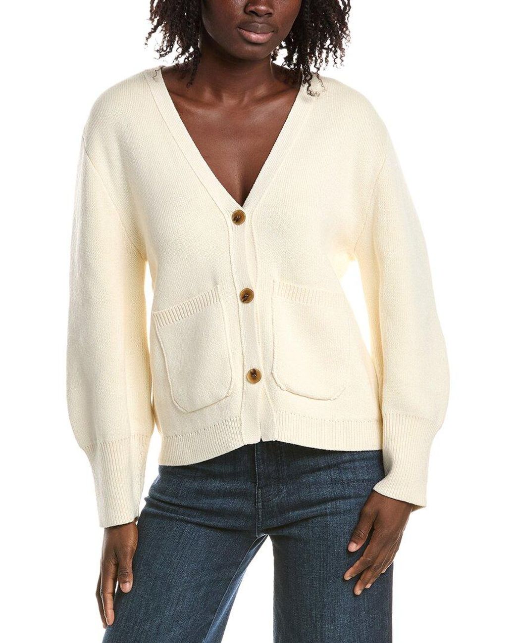 Alexis White Elize Cashmere-Blend Cardigan