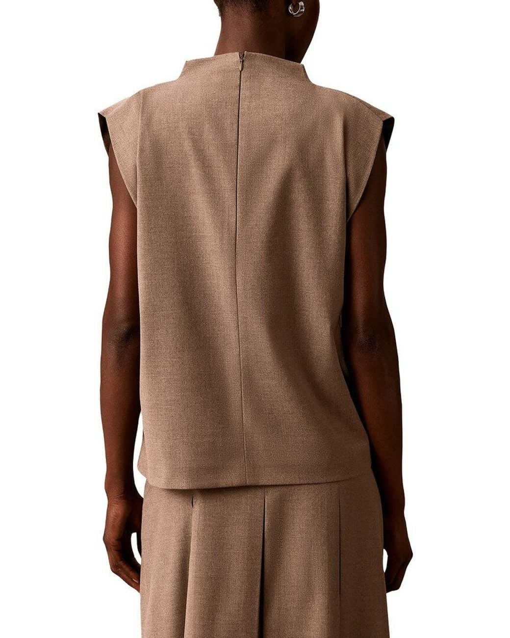 Calvin Klein Brown Drape Neck Shell
