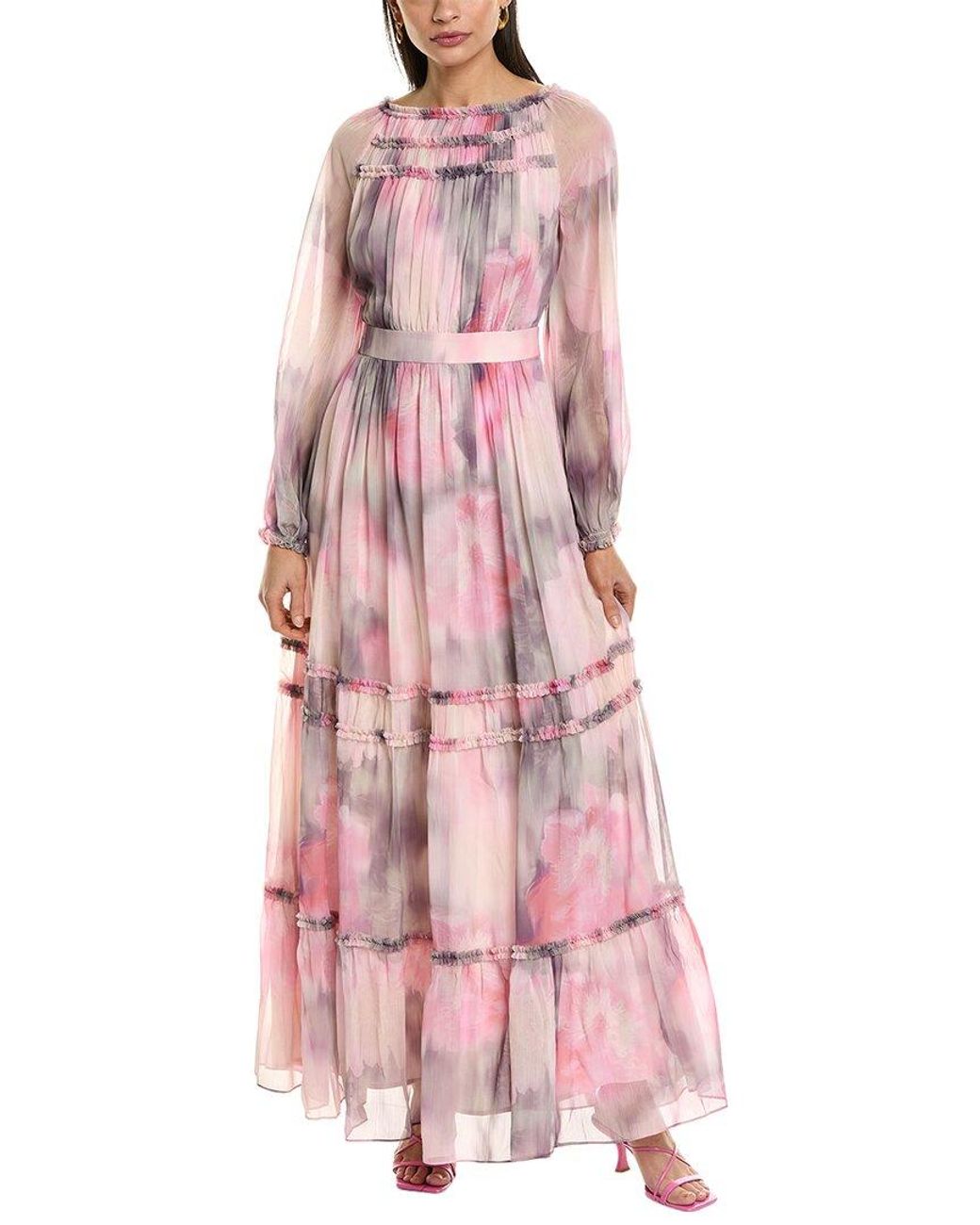 chinese dress ladies Ted Baker Womens Ruffle V-Neck Midi Sundress, 2, Pink at Amazon Women's  Clothing store main image 0