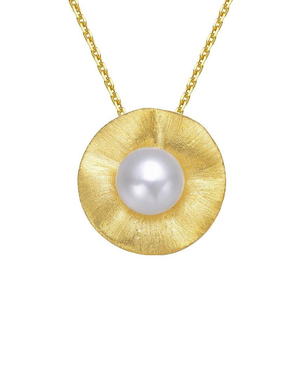 Genevive Jewelry Metallic 14k Over Silver Pearl Pendant Necklace