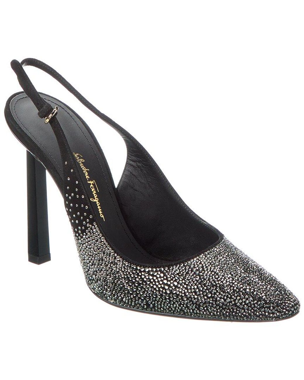 Ferragamo Black Jessie Suede Pump