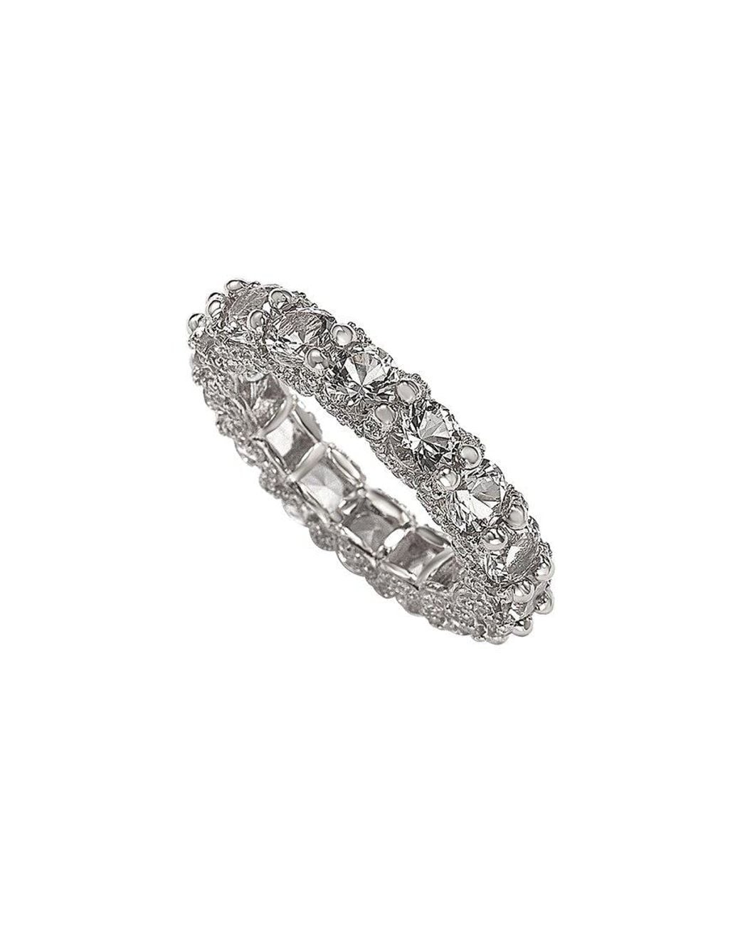 Suzy Levian Metallic Silver Cz Eternity Ring