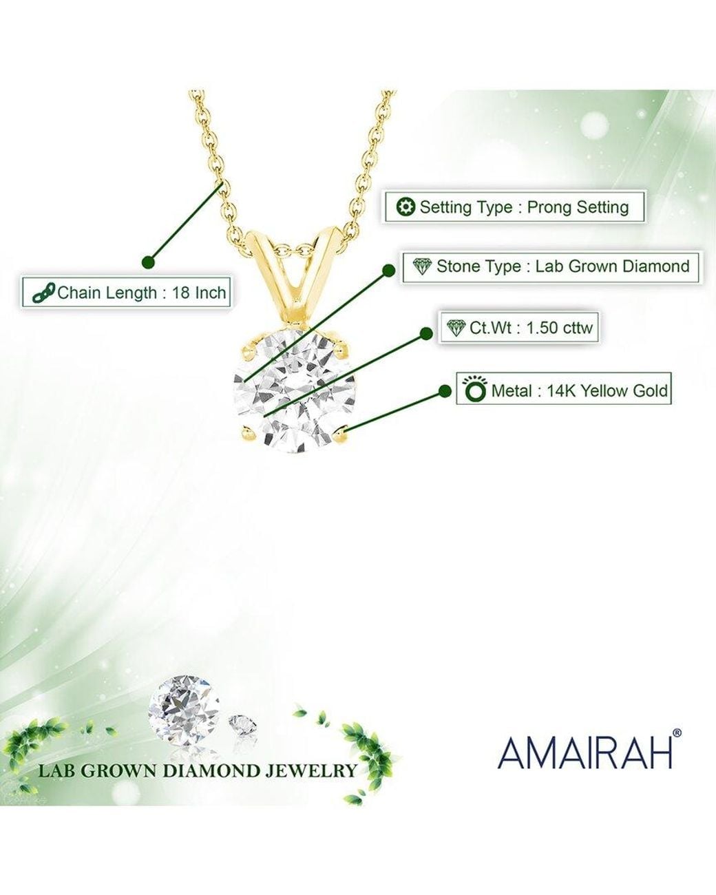 Amairah Metallic 14K 1.50 Ct. Tw. Lab-Grown Diamond Pendant Necklace