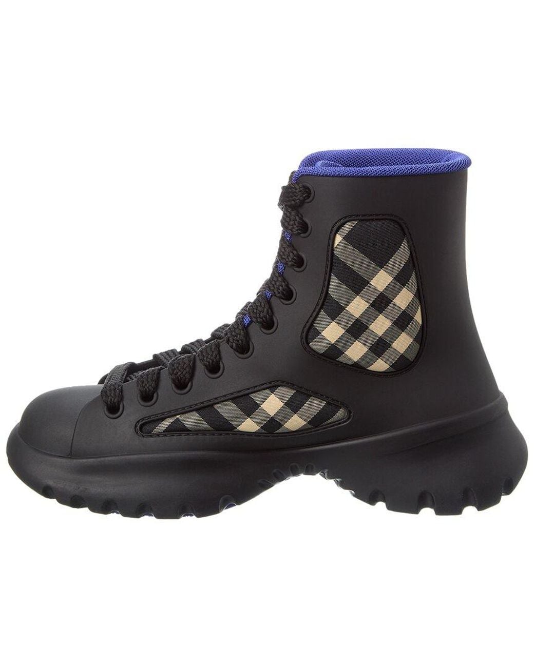 Burberry Black Boulder Lace-Up Rubber & Canvas Boot for men