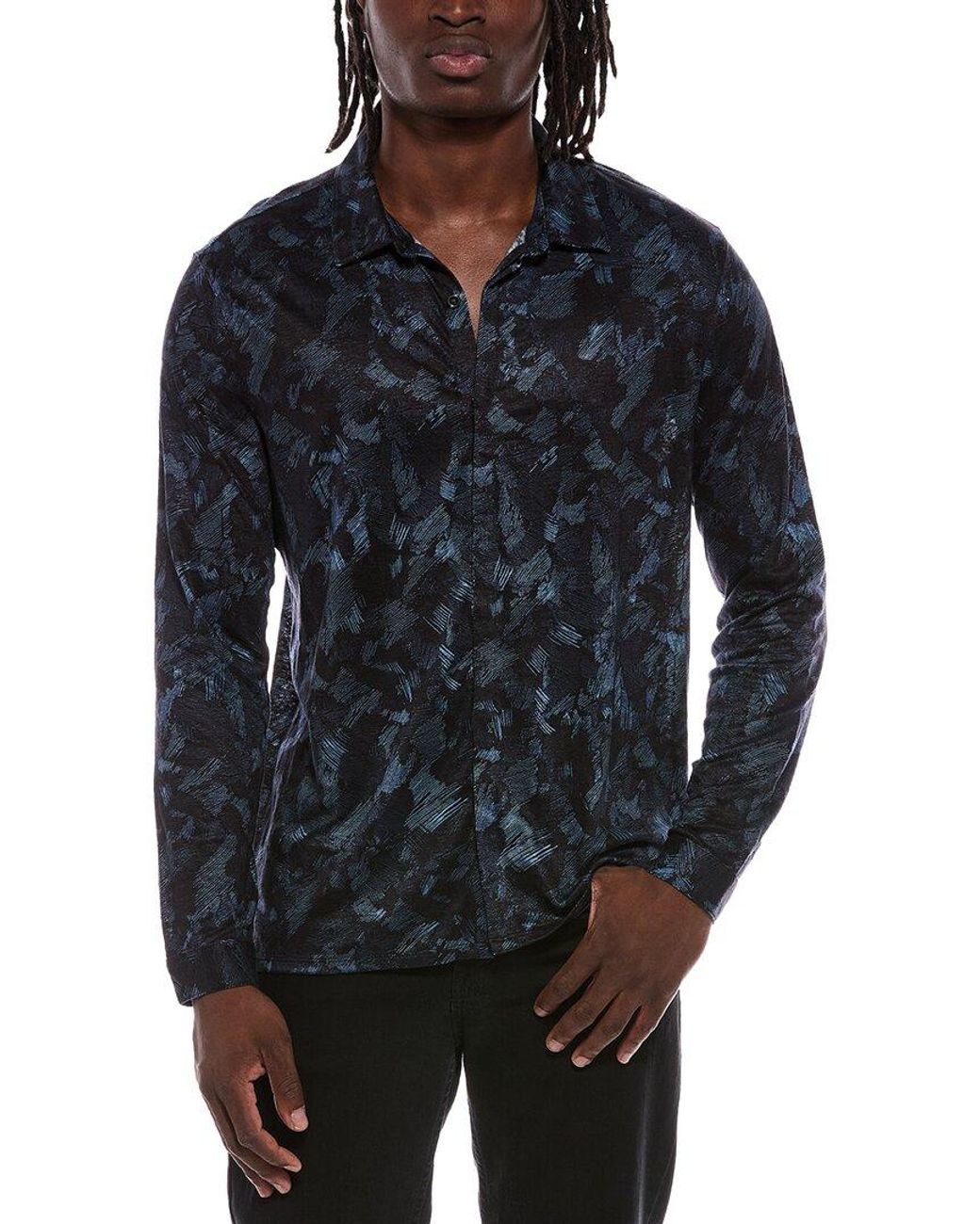 John Varvatos Blue Vienne Linen Shirt for men