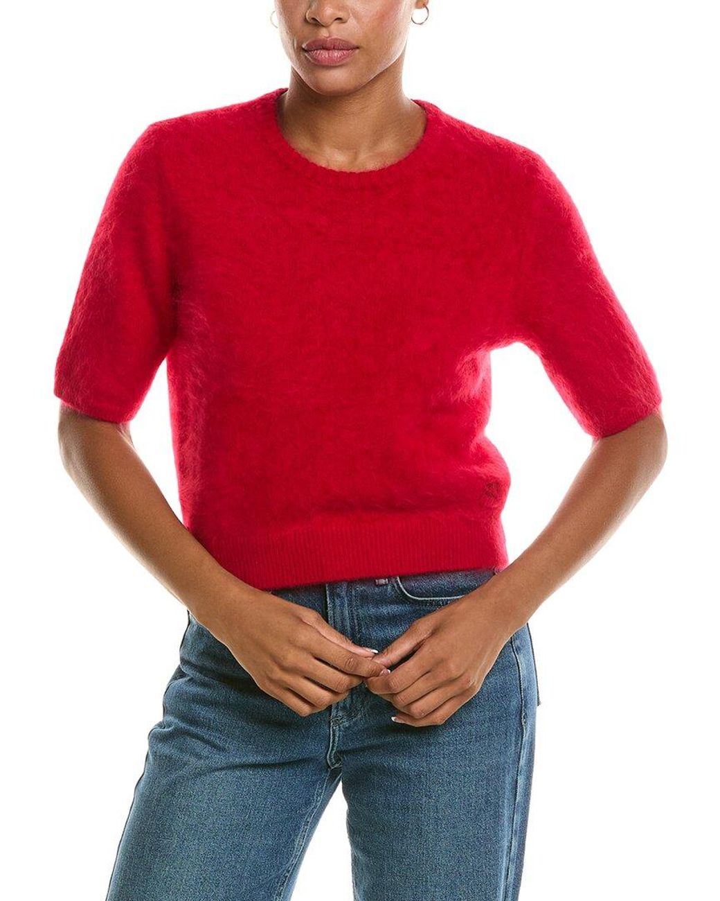 Rag & Bone Red Jada Brushed Cashmere Crewneck Sweater