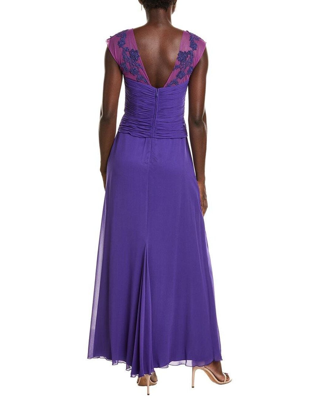 Issue New York Purple Solid Silk Shell Gown