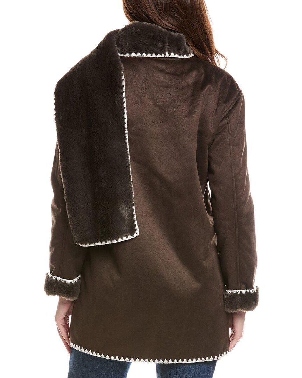 Ellen Tracy Brown Blanket Stitch Jacket