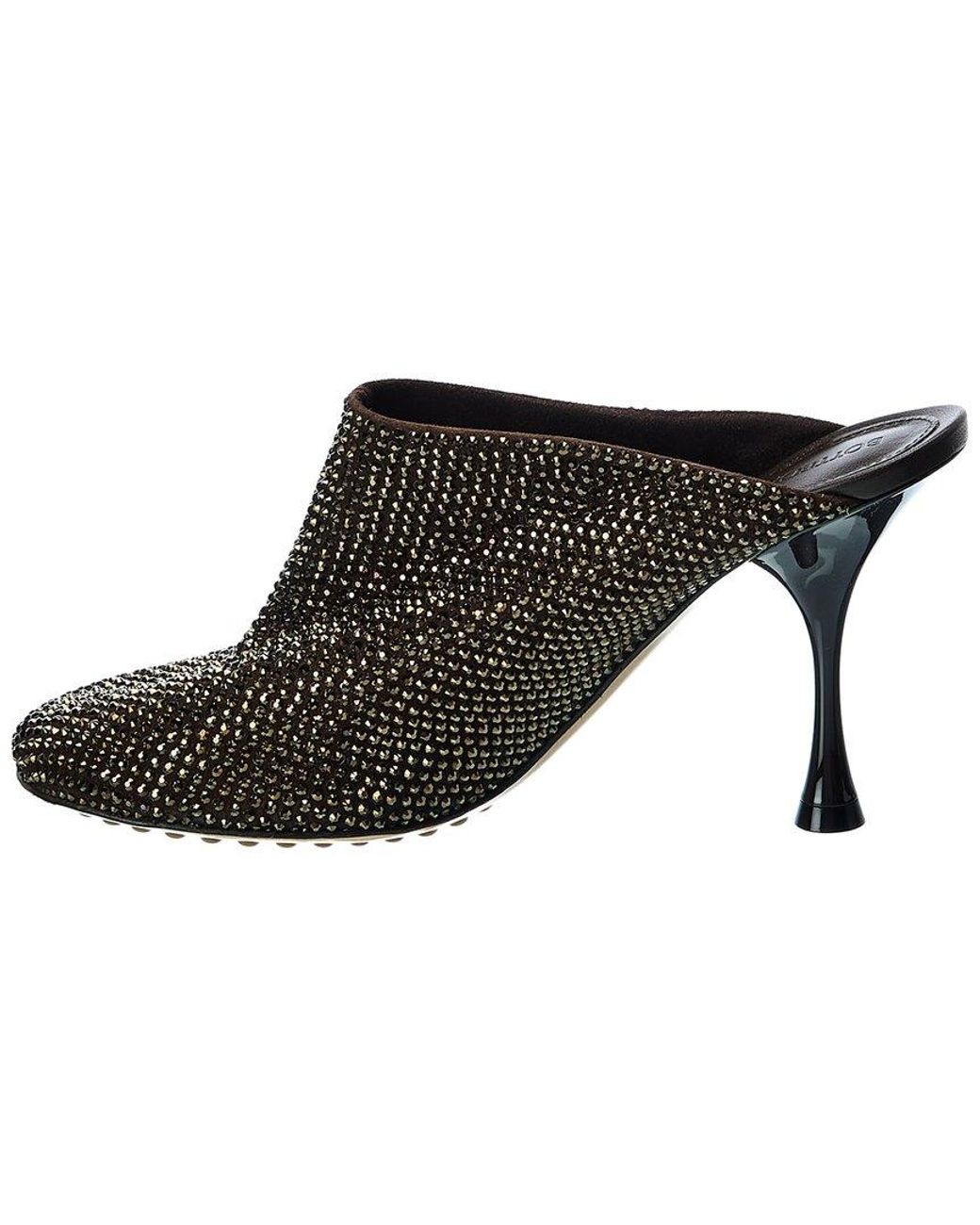 Bottega Veneta Black Dot Sparkle Suede Mule