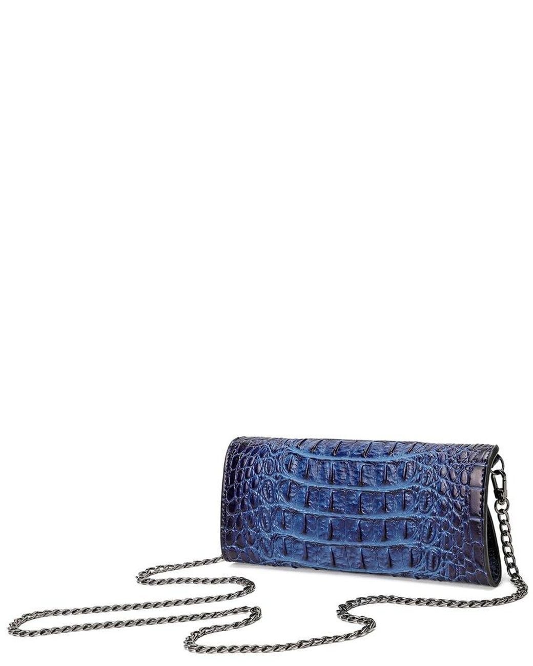 Tiffany & Fred Paris Blue Embossed Leather Clutch