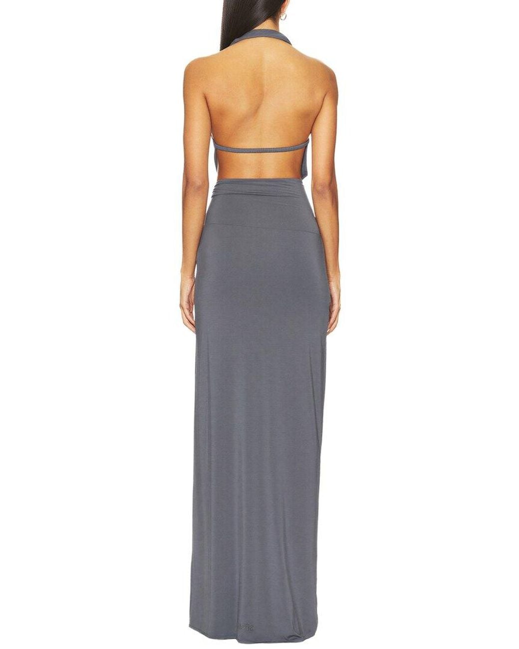 Alma King Gray Solid Maxi Dress