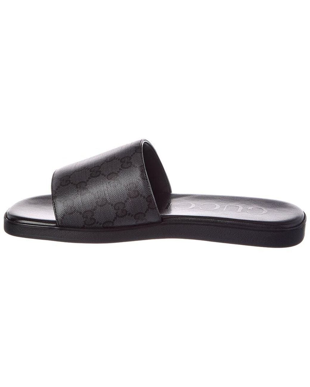 Gucci Black Gg Coated Canvas Slide for men