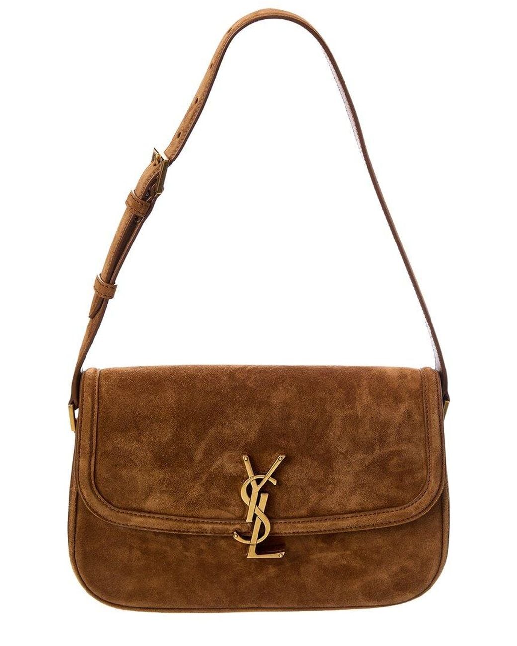 Saint Laurent Brown Solferino Medium Suede Shoulder Bag