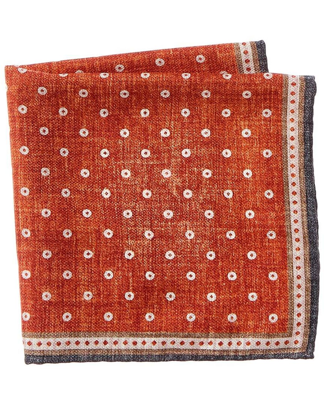 Brunello Cucinelli Orange Silk Pocket Square for men