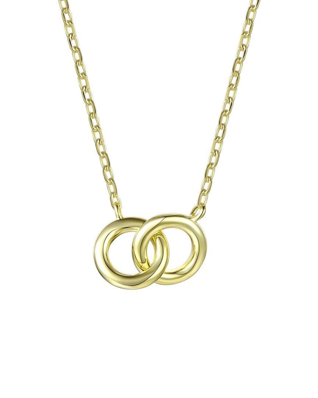 Rachel Glauber Metallic 14k Plated Double Ring Necklace