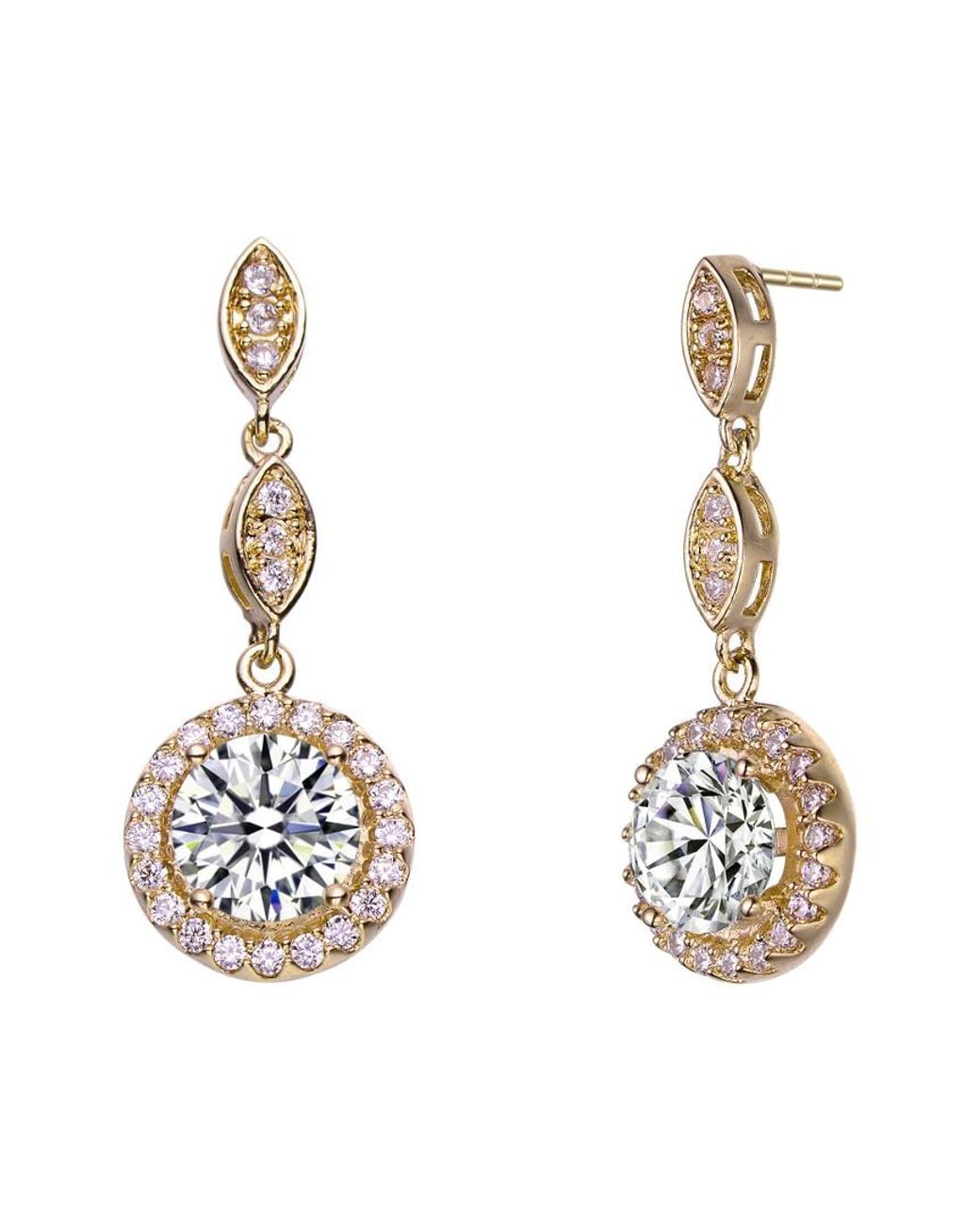 Genevive Jewelry Metallic 14k Over Silver Cz Earrings