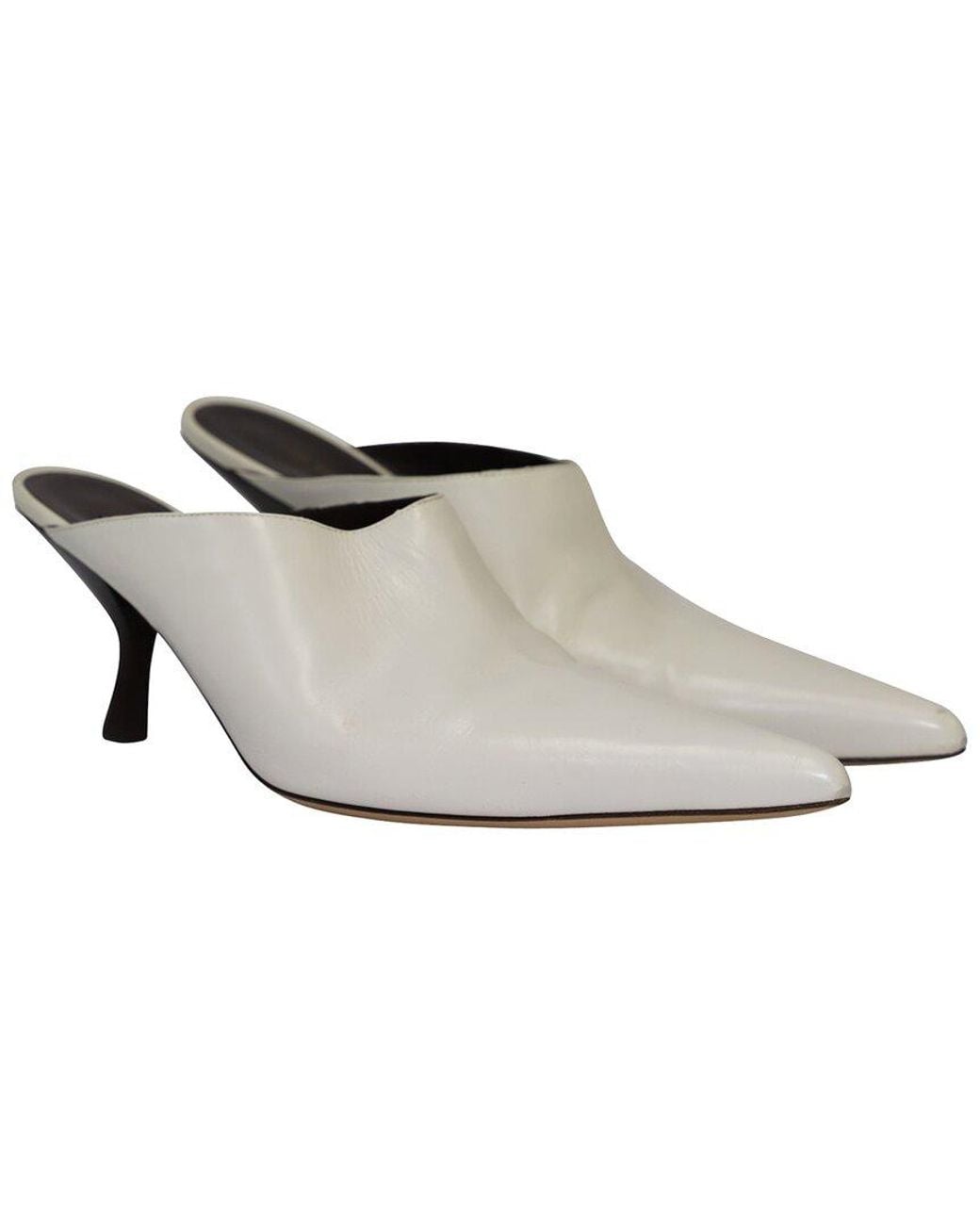 The Row White Leather Bourgeoise Point-toe Mule (authentic Pre-loved)