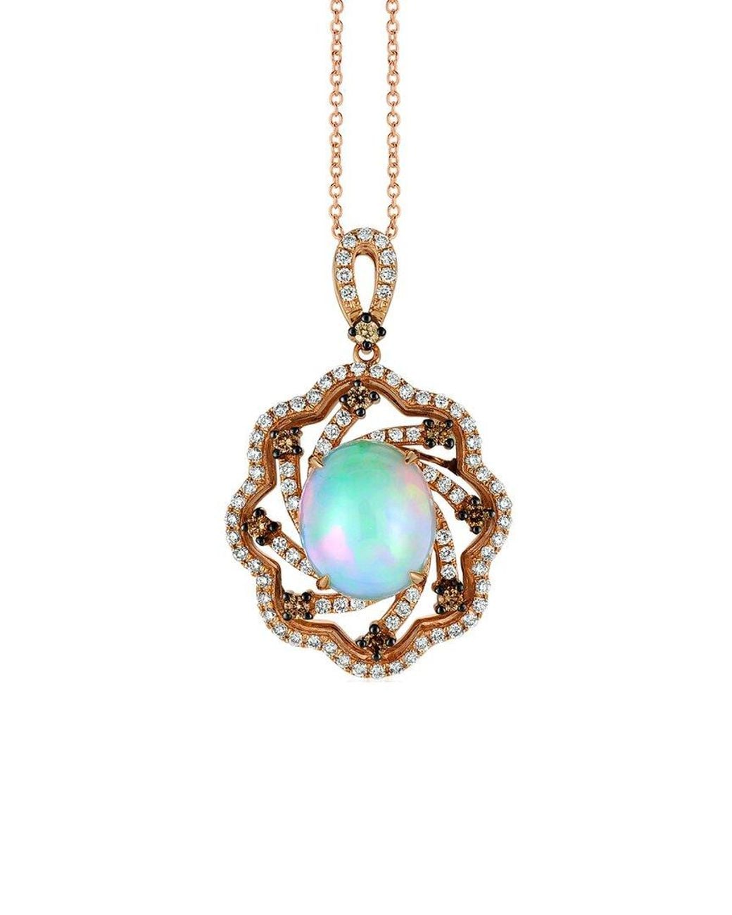 Le Vian Metallic Chocolatier 14k Strawberry Gold 3.09 Ct. Tw. Diamond & Opal Pendant Necklace