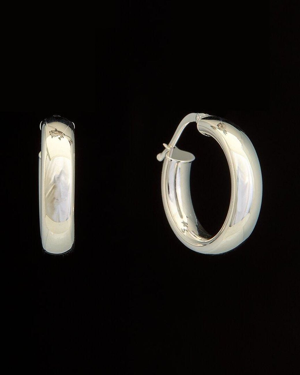 Italian Gold Black 14k Polished Hoops