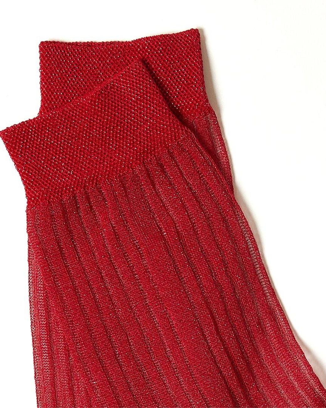 Stems Red Striped Metallic Crew Socks