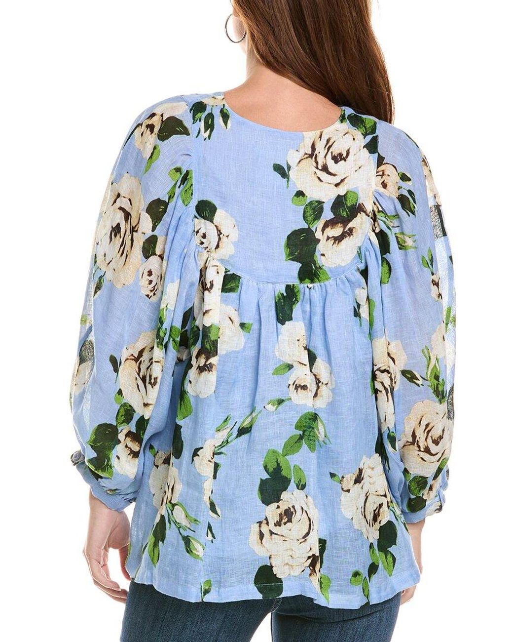 Samantha Sung Blue Linen Blouse
