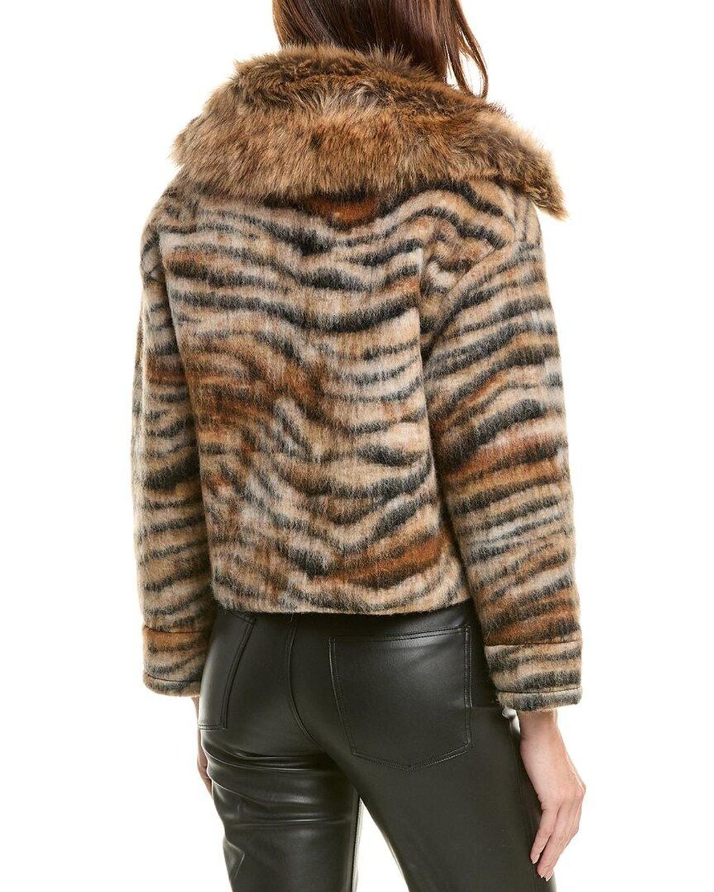 La Fiorentina Brown Animal Print Wool Jacket