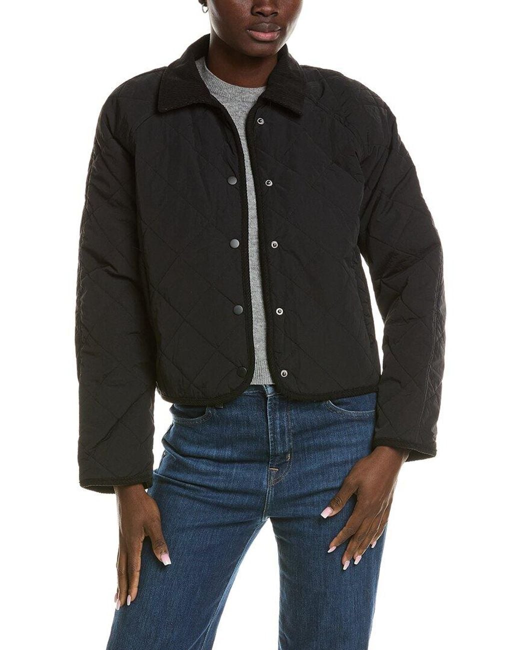 Marion Black Quilted Buttoned Collar Jacket